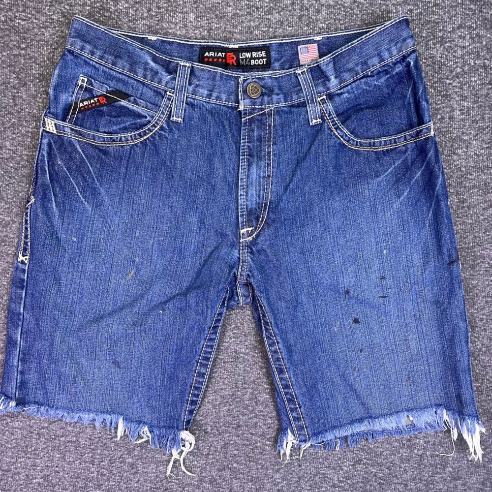 Ariat M4 Cut-Off Shorts Mens 35x9 Denim Low Rise Workwear Western Cowboy Rugged
